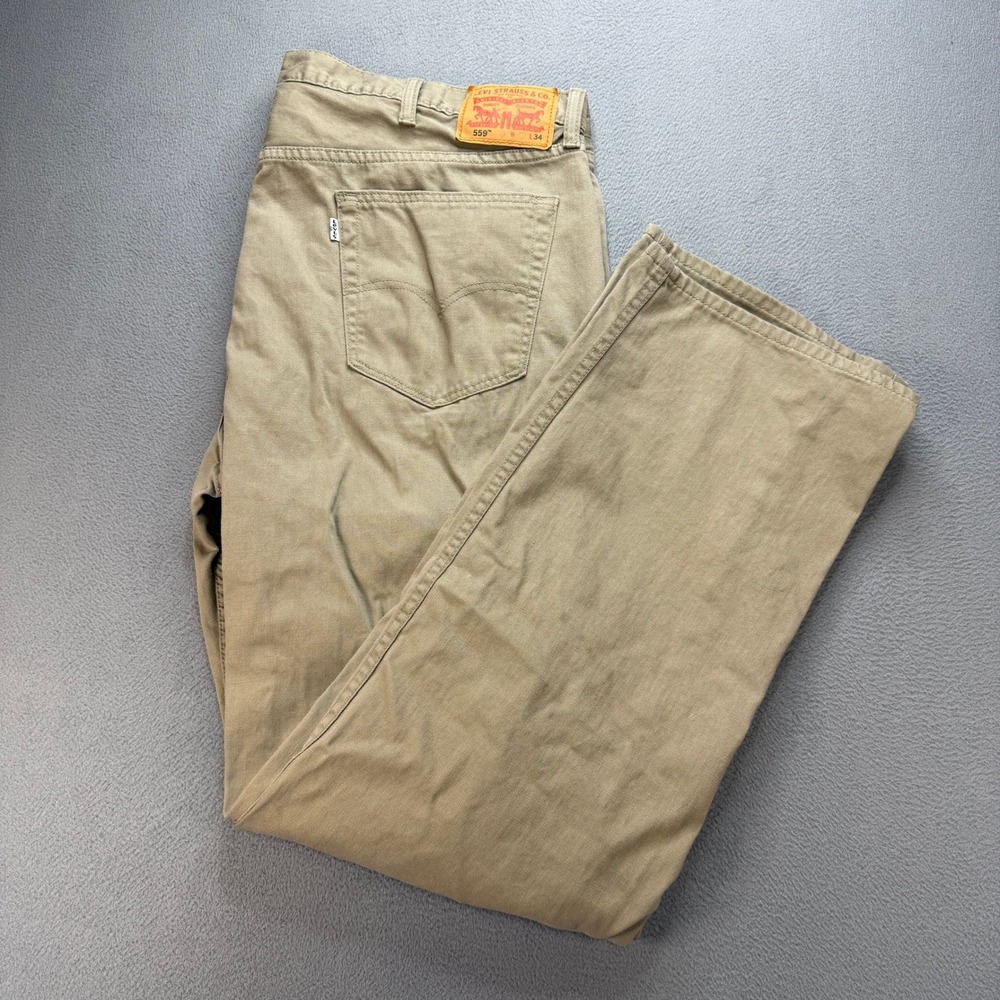 Levi 559 Relaxed Straight Pants Mens 42x34 (FIT 43x24) Khaki Casual Workwear